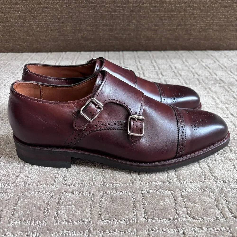 Allen Edmonds St. John's Double Monk Strap Dress Shoes Men 9.5D Brown Leather